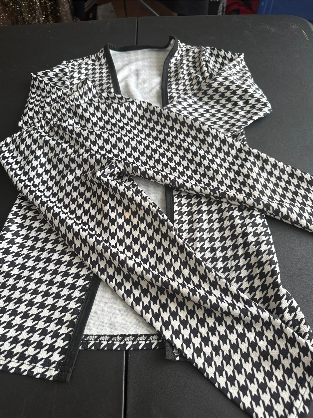 Black & White Houndstooth Cardigan and pants